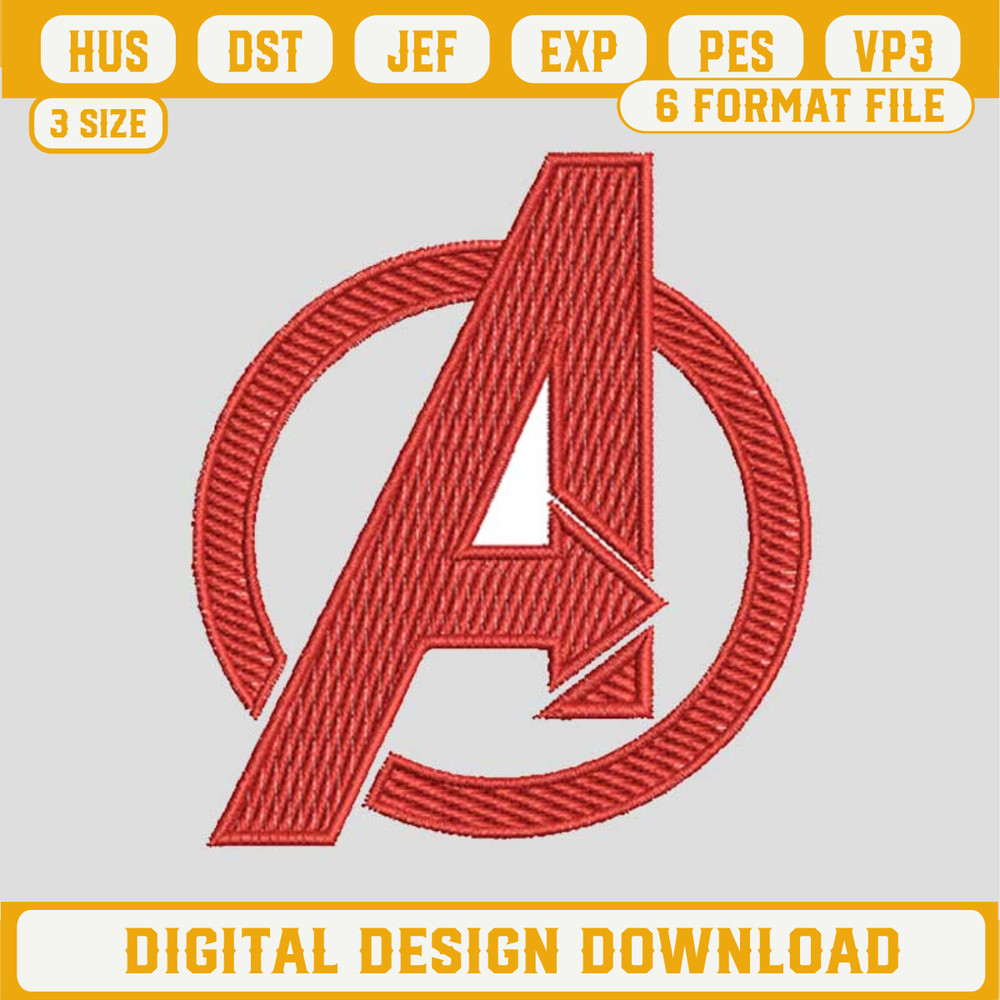 Avengers Embroidery Design, Avengers Embroidery Files, Avengers Logo Machine Embroidery Design.jpg