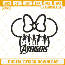 avengers women heroes embroidery designs, avengers minnie ears embroidery files