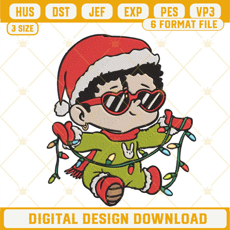 Baby Benito Christmas Embroidery Design, Bad Bunny Embroidery Machine Files.jpg