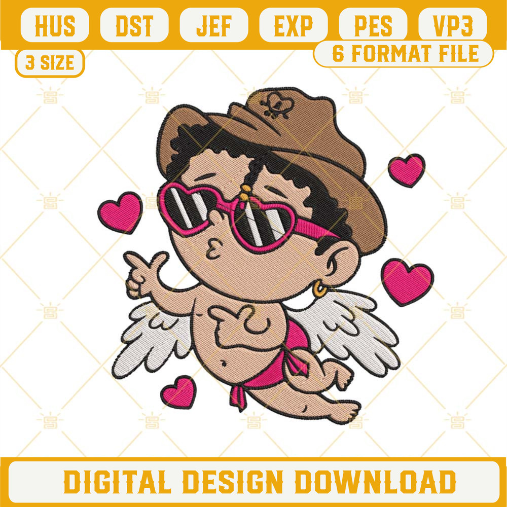 Baby Benito Cupid Embroidery File, Valentines Bad Bunny Embroidery Designs.jpg