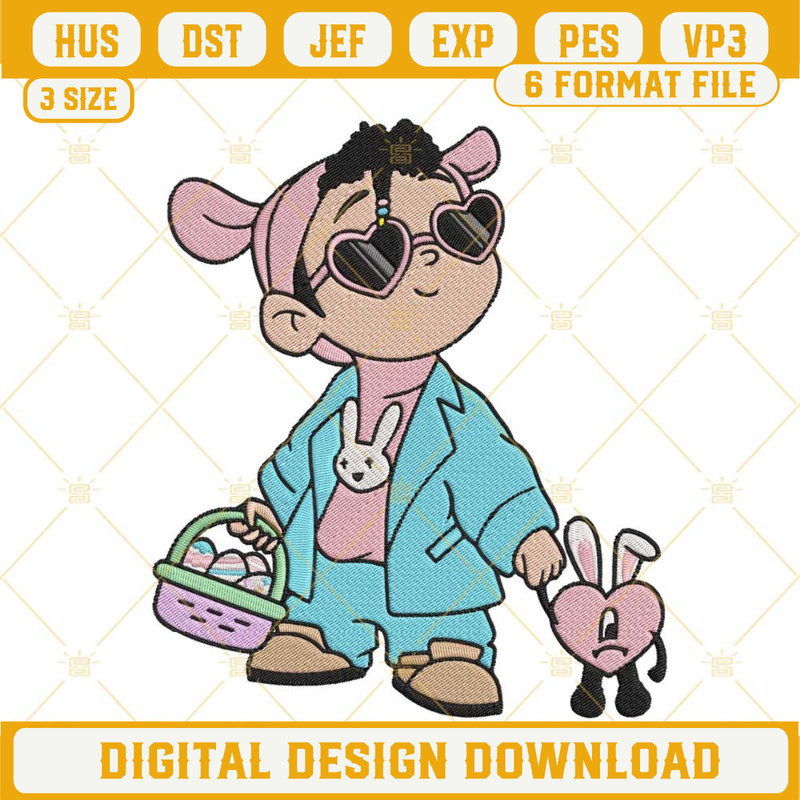 Baby Benito Easter Embroidery Design, Bad Bunny Easter Day Embroidery File.jpg