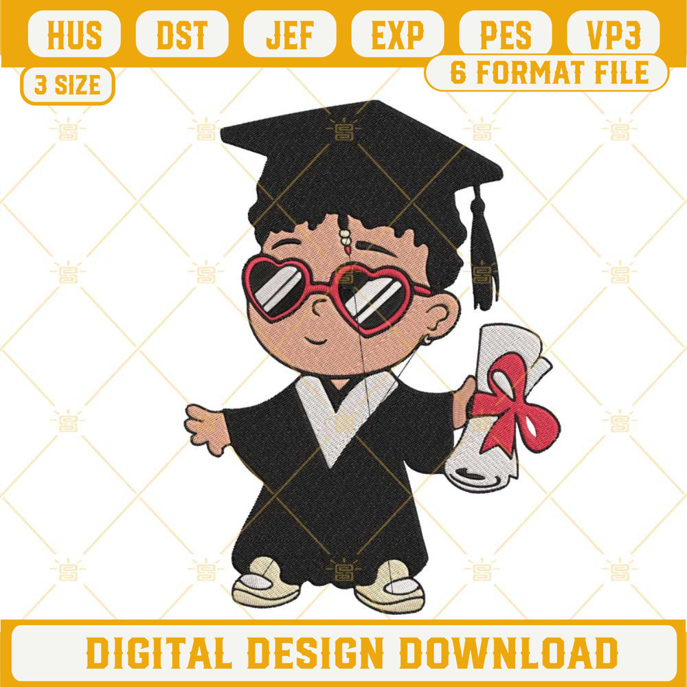 Baby Benito Graduation Embroidery Designs, Bad Bunny Graduate Machine Embroidery Files.jpg