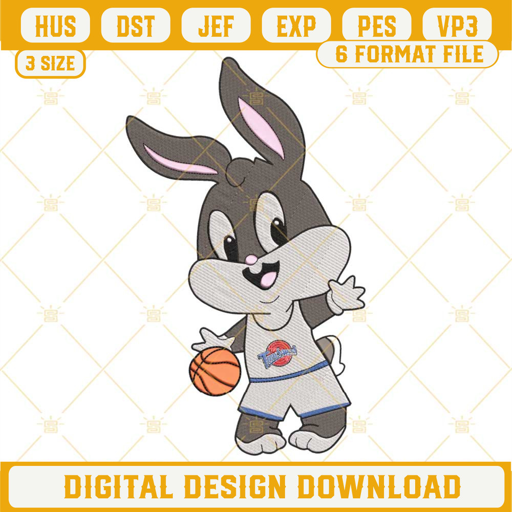 Baby Bugs Bunny Basketball Embroidery Designs, Baby Looney Tunes Embroidery Design File.jpg
