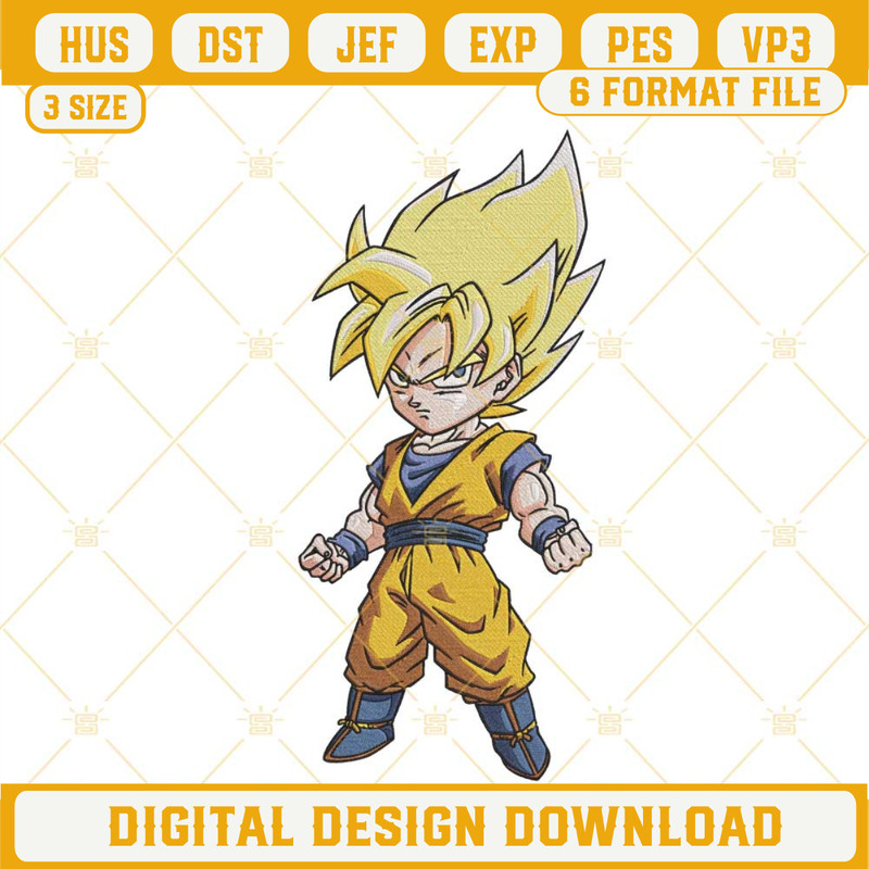 Baby Goku Super Saiyan Embroidery Design, Dragon Ball Z Embroidery File.jpg