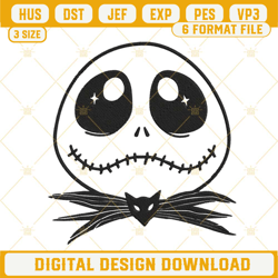 baby jack skellington face embroidery designs, cute halloween embroidery files