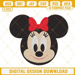 baby minnie face embroidery designs, disney mouse girl cartoon embroidery files