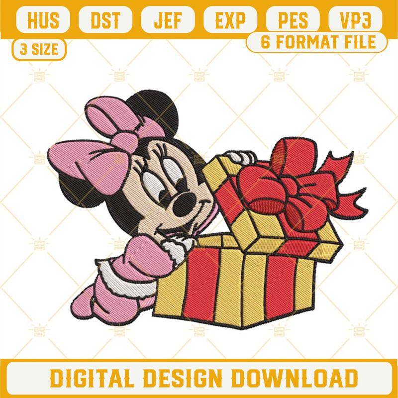 Baby Minnie Mouse Christmas Gift Embroidery Design.jpg