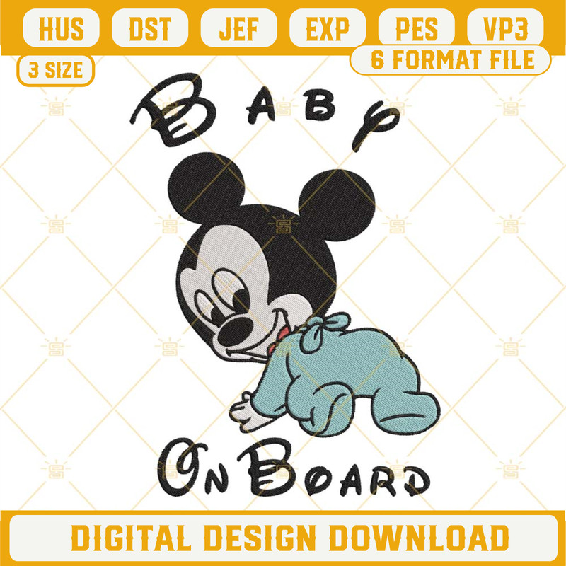 Baby On Board Mickey Embroidery Designs, Disney Baby Embroidery Files.jpg