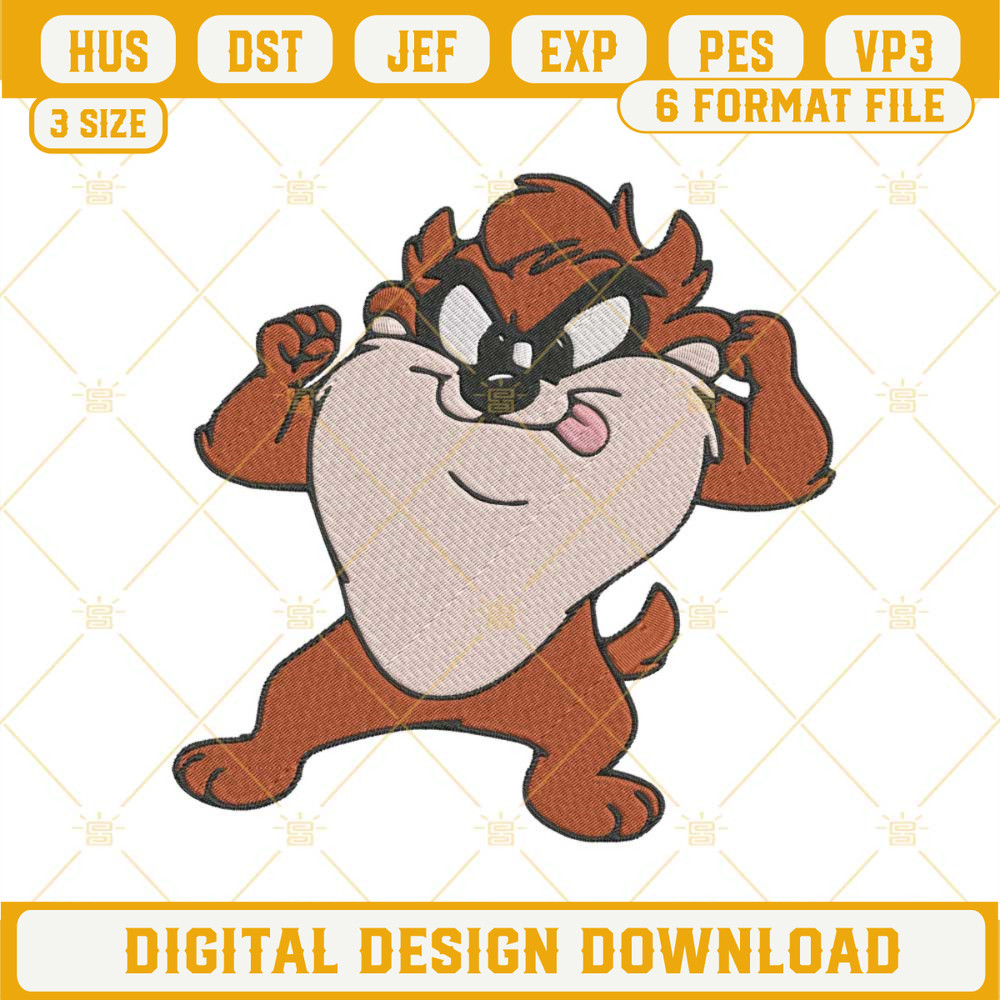 Baby Taz Embroidery Designs, Tasmanian Devil Looney Tunes Embroidery Design File.jpg