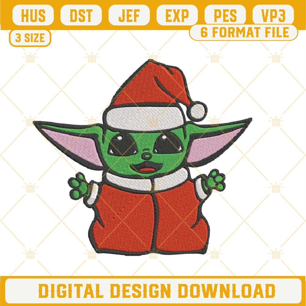 Baby Yoda Santa Hat Christmas Embroidery Design File.jpg