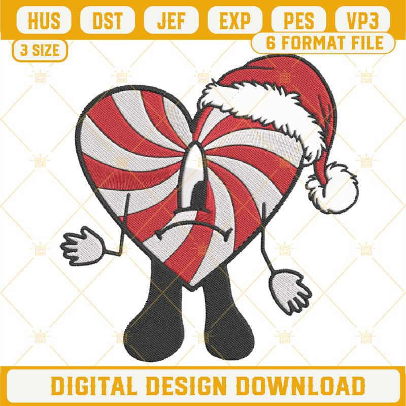 Bad Bunny Candy Christmas Embroidery Design File.png