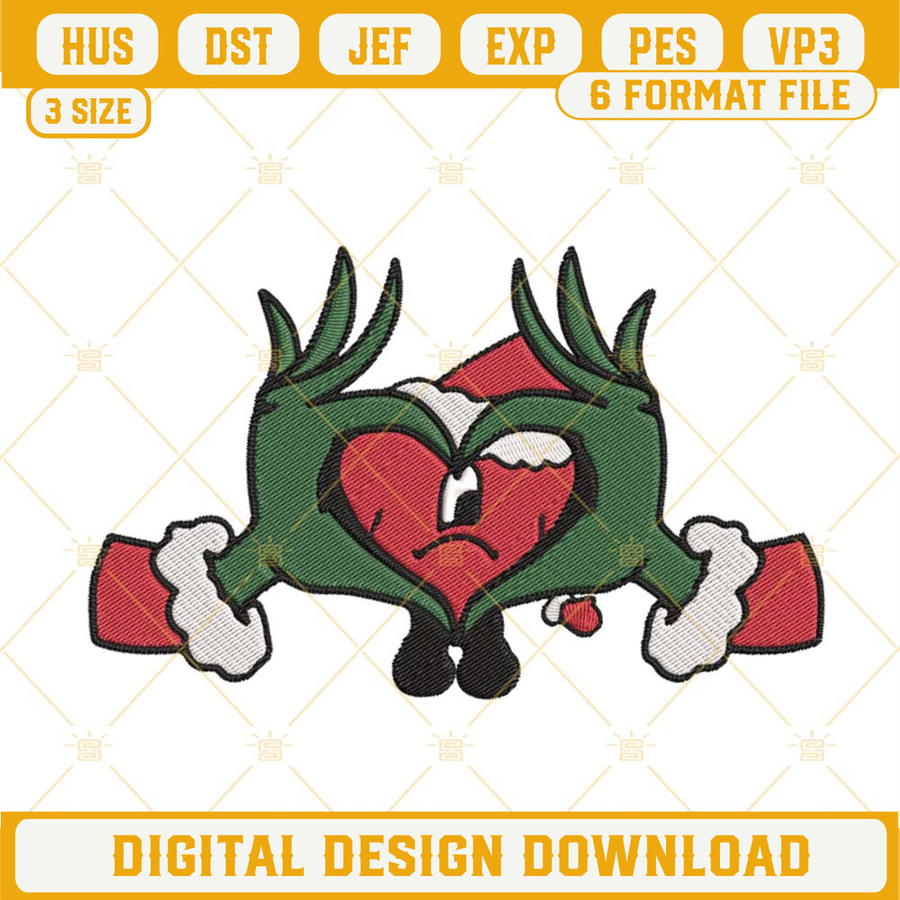 Bad Bunny Heart Grinch Hand Embroidery Design File.jpg