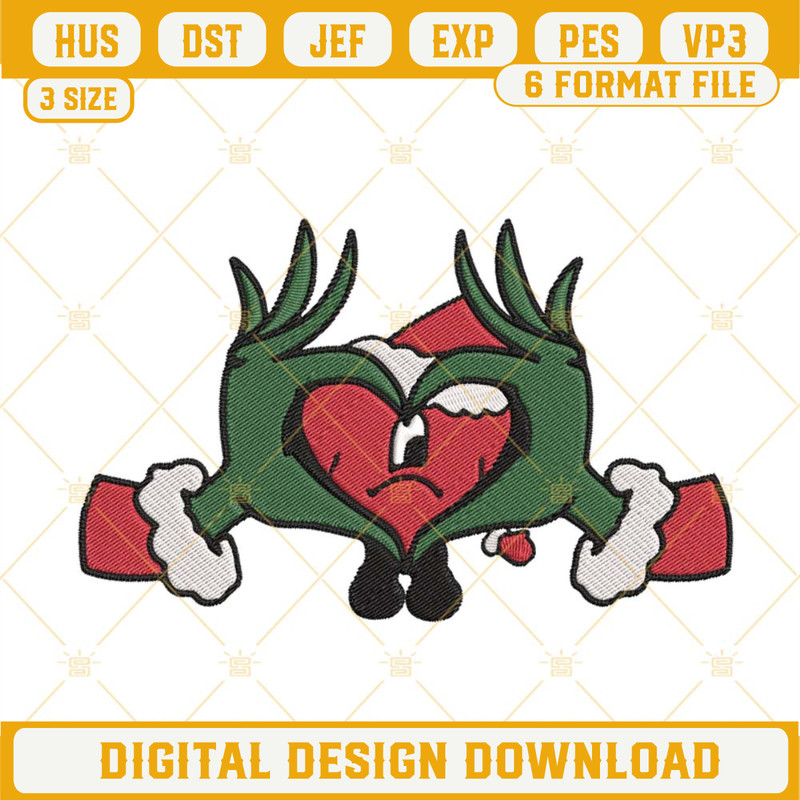 Bad Bunny Heart Grinch Hand Embroidery Design File.jpg