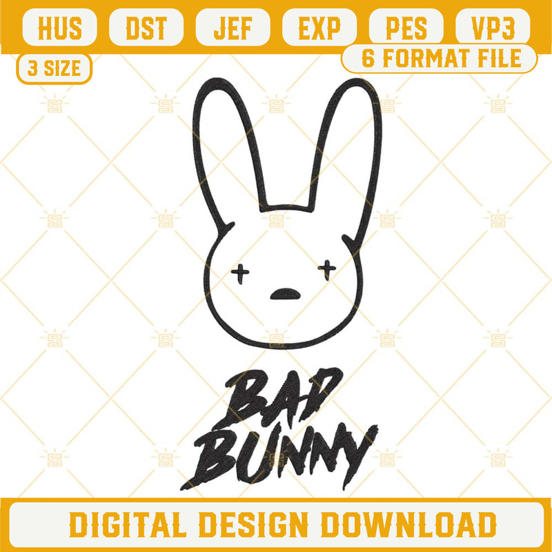 Bad Bunny Logo Embroidery Design, El Conejo Malo Embroidery File.jpg