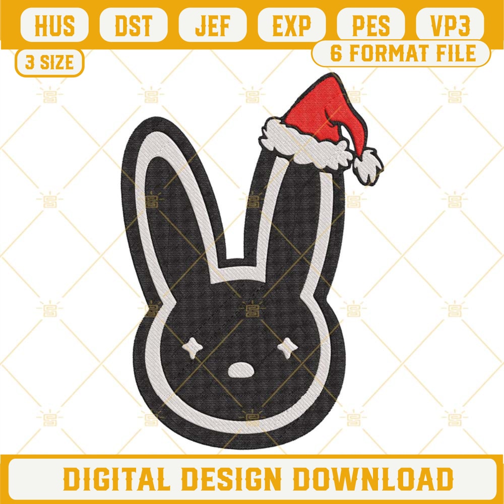 Bad Bunny Santa Hat Christmas Embroidery Designs.jpg