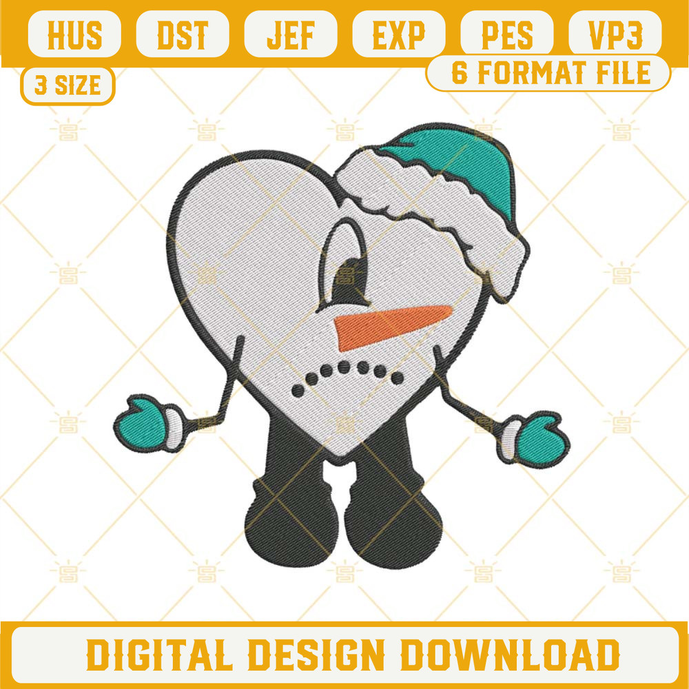 Bad Bunny Snowman Christmas Embroidery Design File.jpg