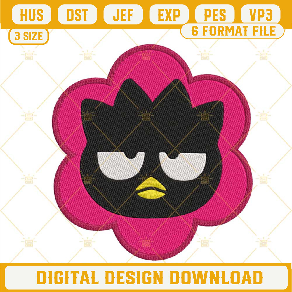 Badtz Maru Flower Face Embroidery Designs, Sanrio Penguin Embroidery Files.jpg