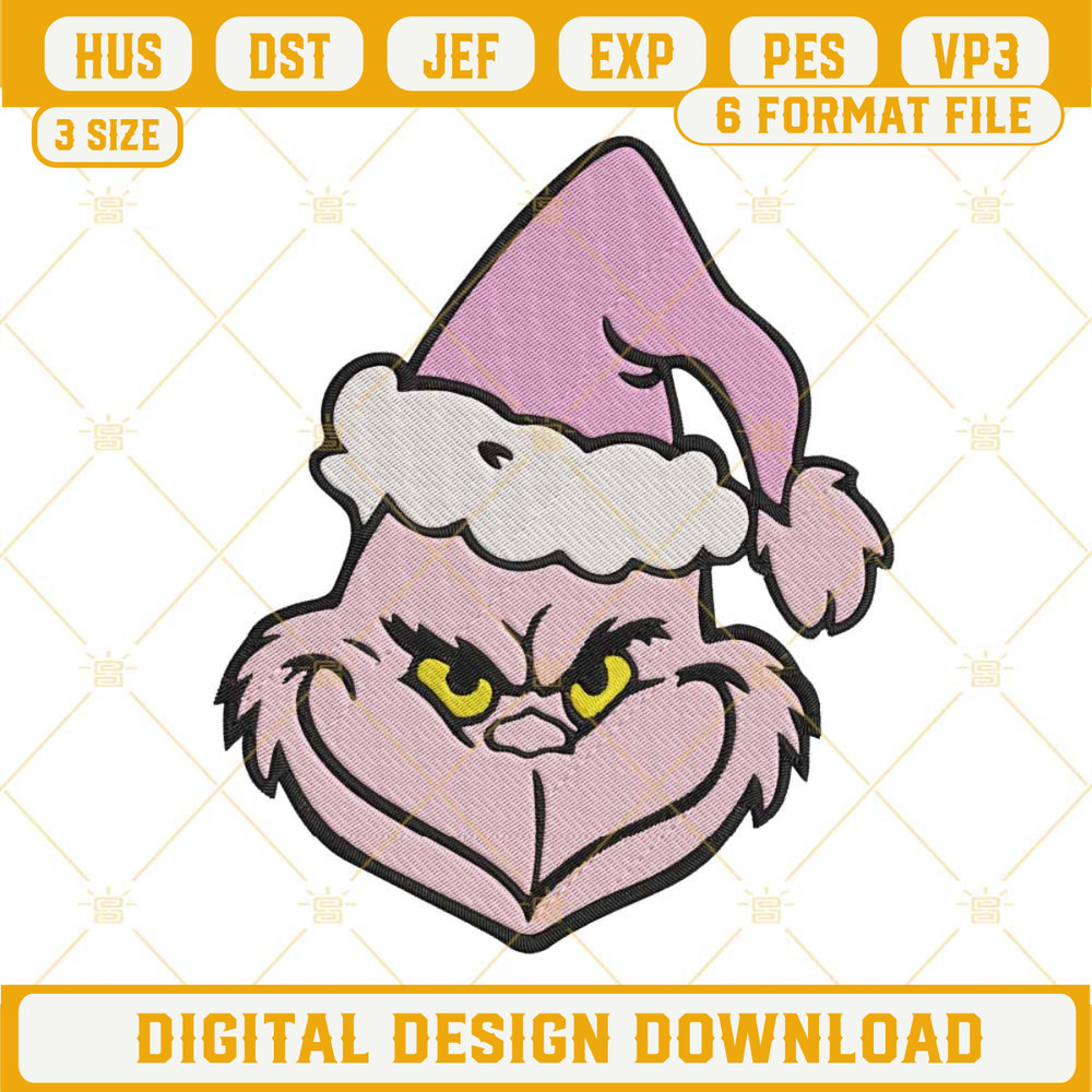 Barbie Pink Grinch Christmas Embroidery Design Files.jpg