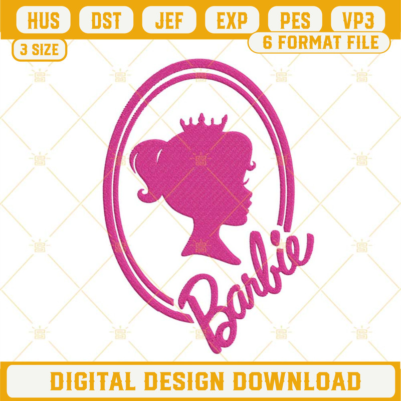 Barbie With Crown Embroidery Designs, Barbie Princess Machine Embroidery Pattern Files.jpg