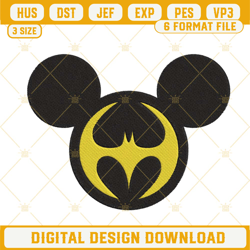 batman mickey mouse ears machine embroidery design files
