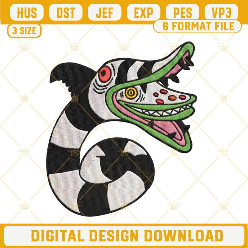 Beetlejuice Sandworm Embroidery Designs, Halloween Embroidery Design File.jpg