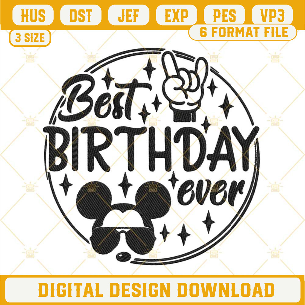 Best Birthday Ever Disney Embroidery Designs, Kids Birthday Party Embroidery Files.jpg