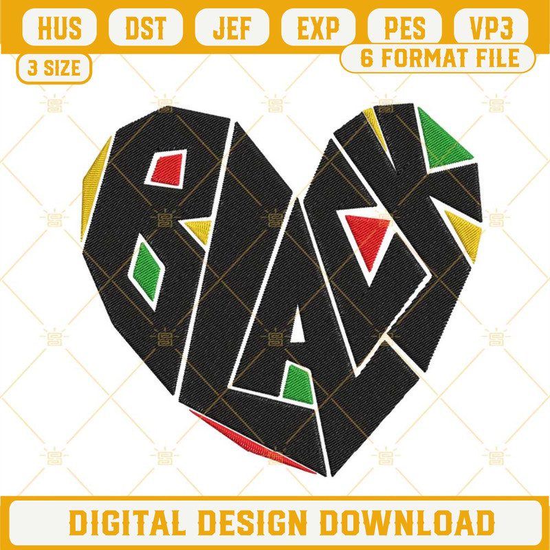 Black Heart Juneteenth Embroidery Designs, African American Machine Embroidery Files.jpg