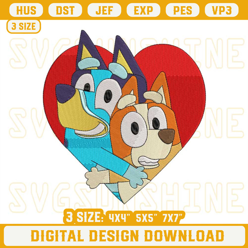 Bluey Bingo Hugging Heart Embroidery Designs, Bluey And Bingo Embroidery Design Files.jpg