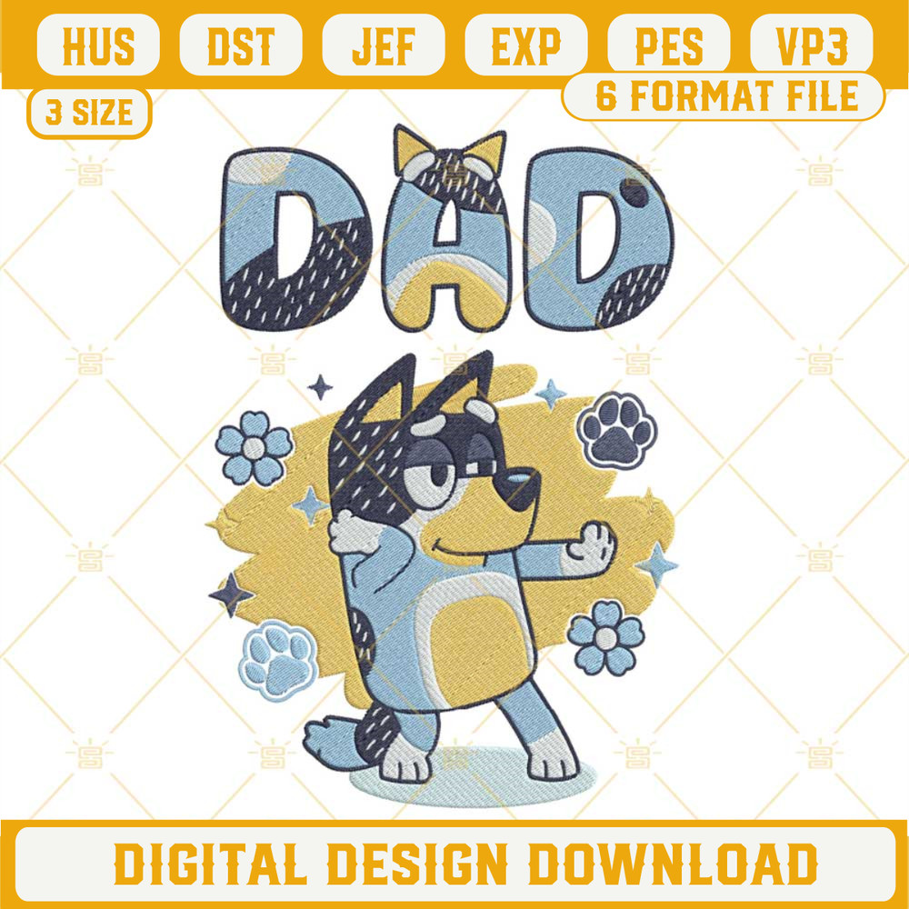 Bluey Dad Embroidery Designs, Bandit Heeler Embroidery Files.jpg