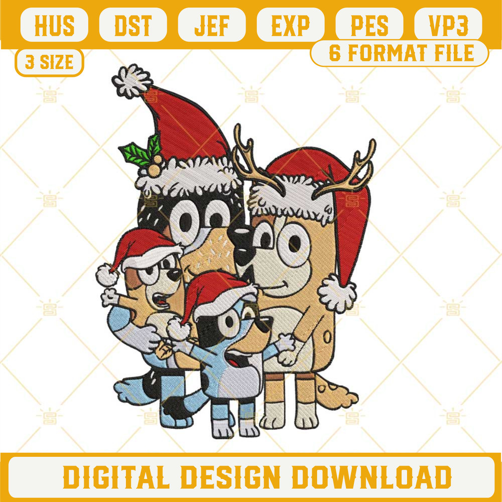 Bluey Family Merry Christmas Embroidery Design Files.jpg