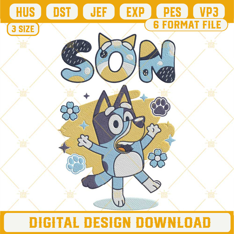 Bluey Son Embroidery Designs, Bluey Heeler Embroidery Files.jpg