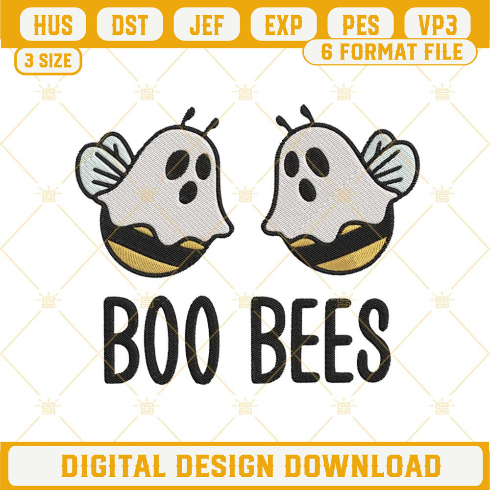 Boo Bees Ghost Halloween Embroidery Designs.jpg