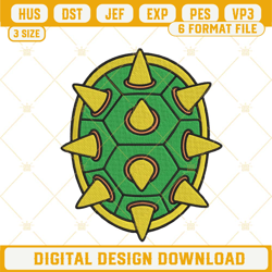 bowser shell embroidery files, king bowser koopa mario embroidery designs