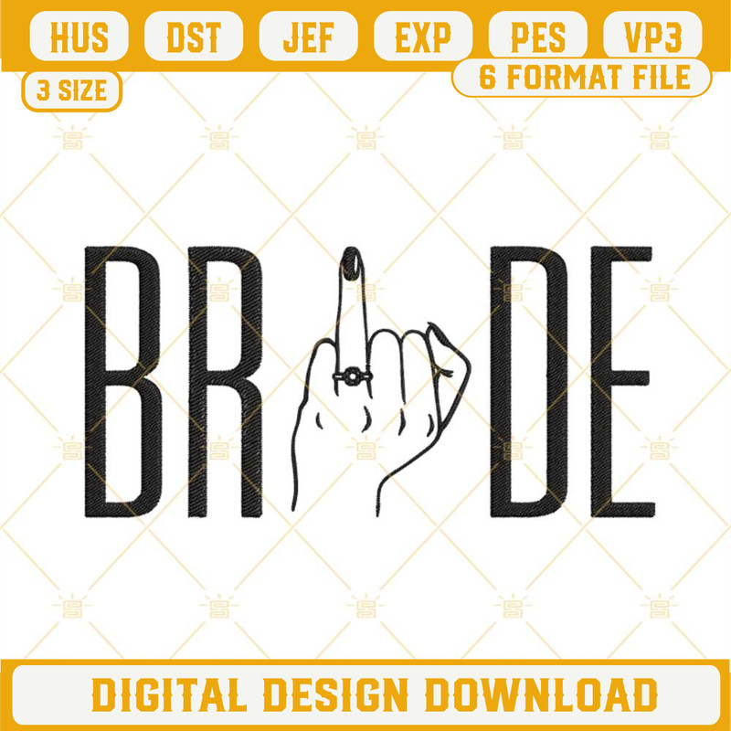 Bride Middle Finger Embroidery Files, Funny Wedding Embroidery Designs.jpg
