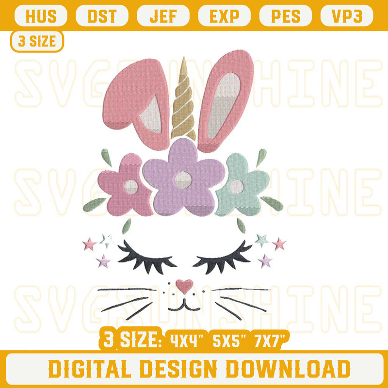 Bunny Face Unicorn Easter Day Machine Embroidery Designs.jpg