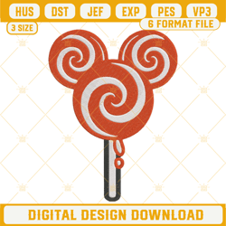 Candy Cane Lollipop Christmas Mickey Embroidery Design File
