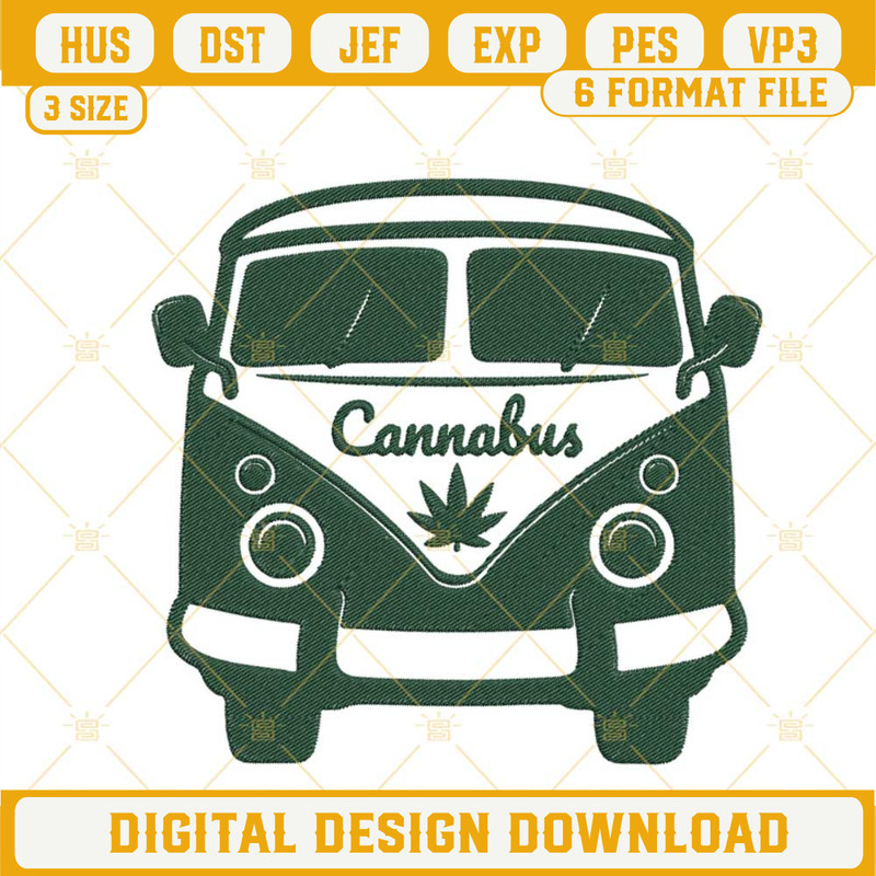 Cannabus Embroidery File, Cannabis Hippie Van Embroidery Design.jpg