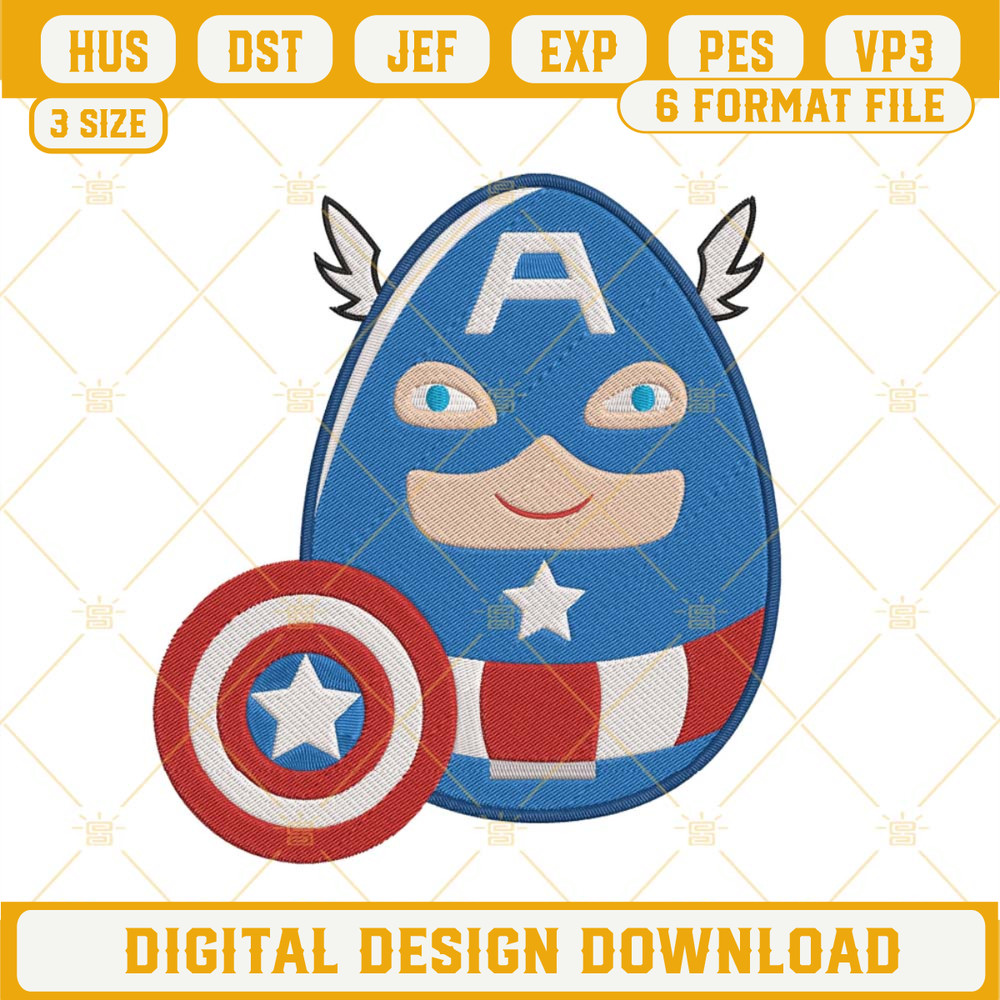 Captain America Easter Egg Embroidery Design, Super Hero Easter Machine Embroidery Files.jpg