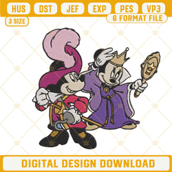 captain hook mickey and evil queen minnie embroidery designs, walt disney halloween embroidery pattern files