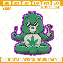 care bears weed embroidery designs, stoned bear machine embroidery files