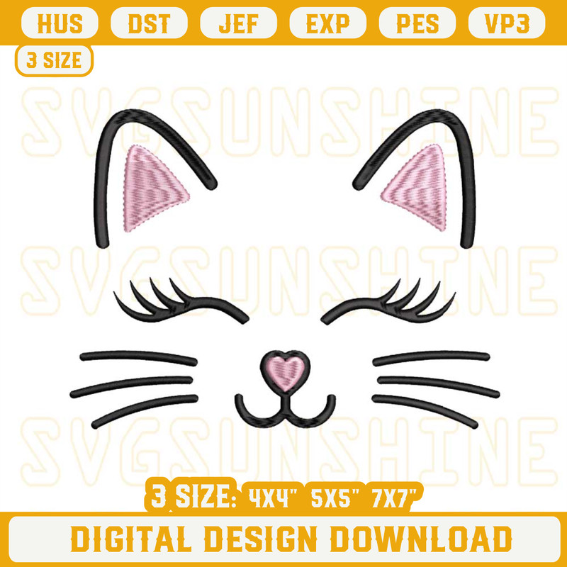Cat Face Embroidery Designs, Cat Smiling Embroidery Design File.jpg