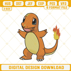 charmander embroidery designs, fire pokemon embroidery files