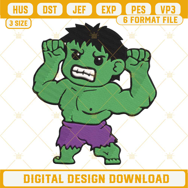 Chibi Hulk Embroidery Designs, Baby Hulk Avengers Embroidery Design File.jpg