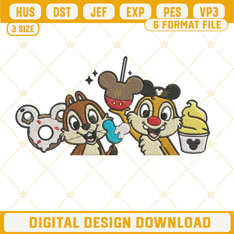 Chip And Dale Disneyland Snacks Machine Embroidery Design File.jpg