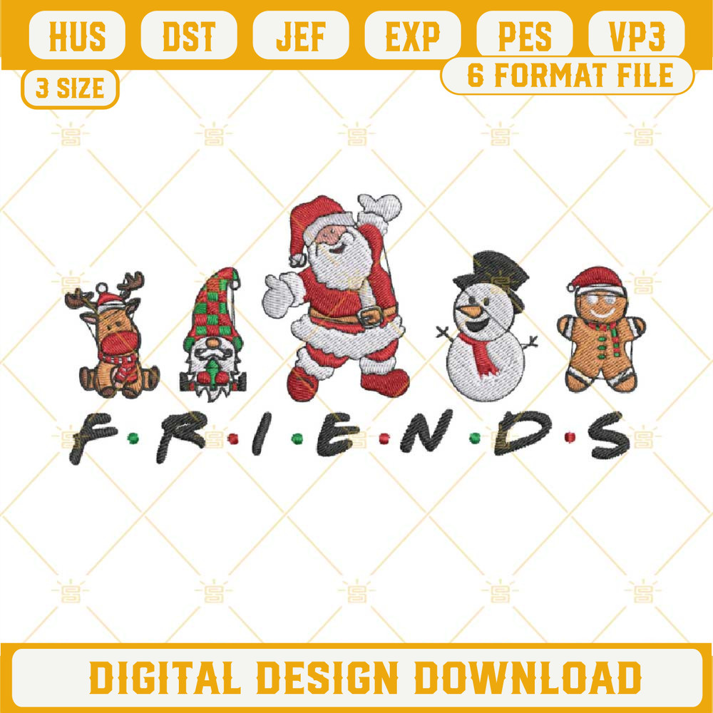 Christmas Friends Embroidery Designs, Christmas Machine Embroidery Design File.jpg