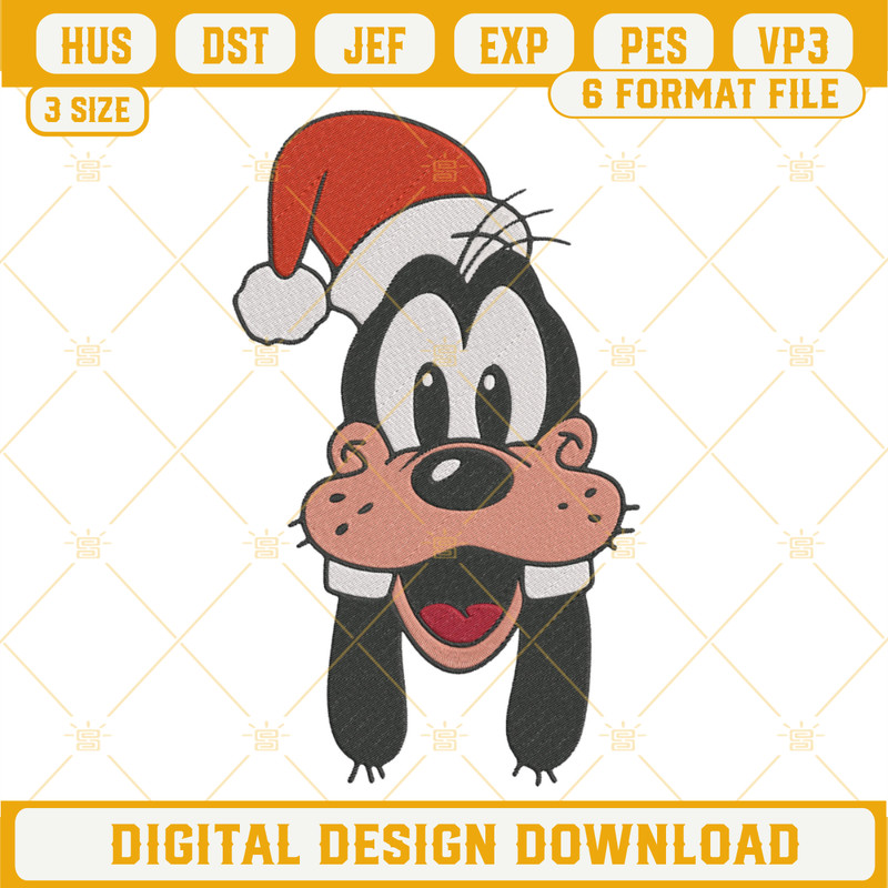 Christmas Goofy Santa Hat Embroidery Design File.png