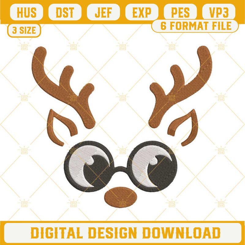 Christmas Reindeer Face Embroidery Design File.jpg