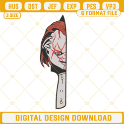 chucky knife embroidery designs, chucky horror embroidery pattern