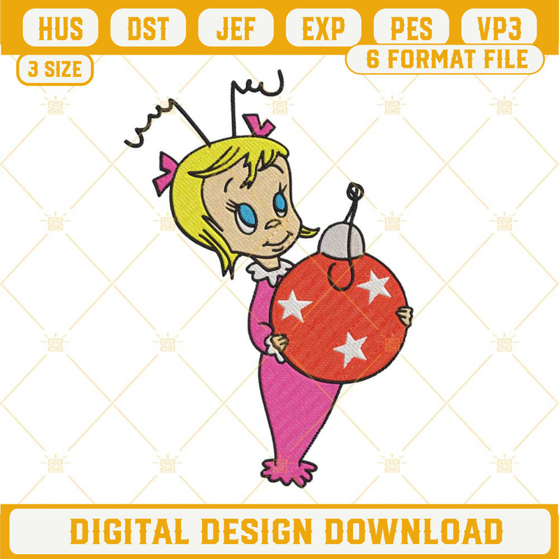 Cindy Lou Who Christmas Ball Embroidery Design Files.jpg