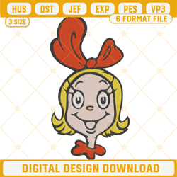 cindy lou who face embroidery design file